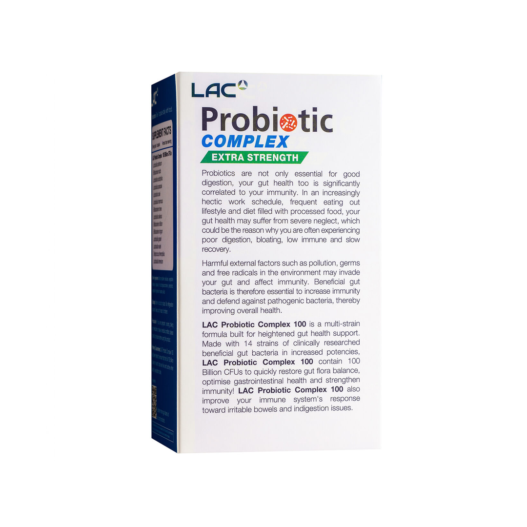 LAC Probiotic Complex Digestive Support 100 Billion CFU x 30 Capsules