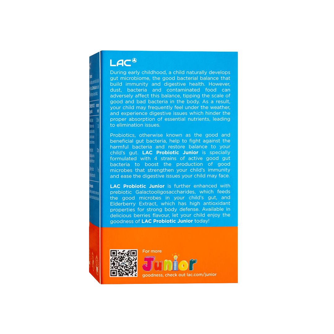 LAC Probiotic Junior Digestive Support 12.5 Billion 3g x 30 Sticks