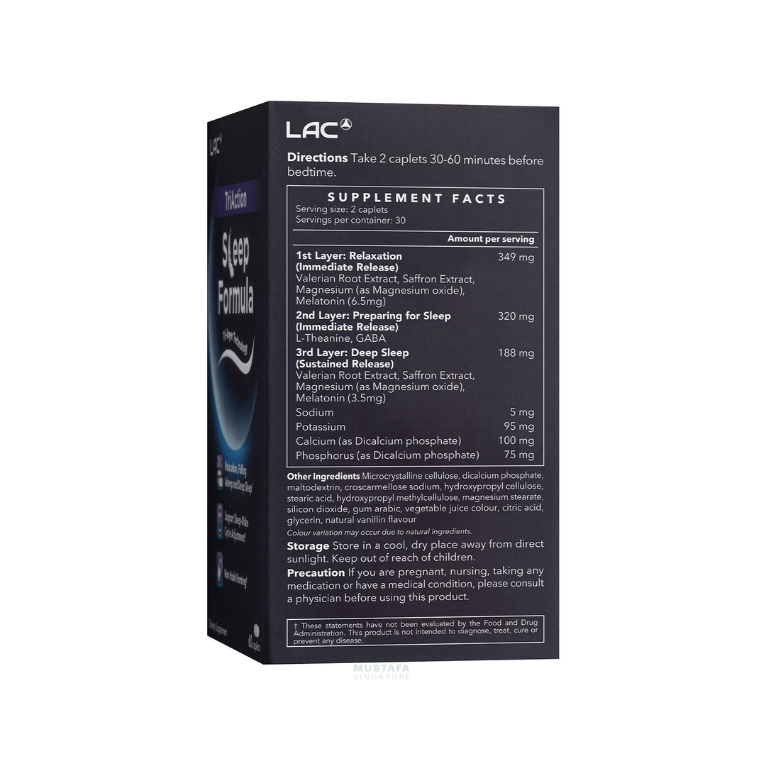LAC TriAction Sleep Formula Night Support 60 Capsules
