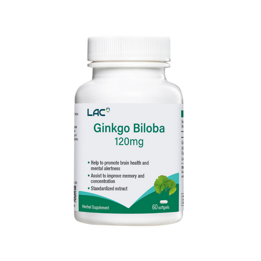 LAC Ginkgo Biloba Brain Support 120mg x 60 Capsules