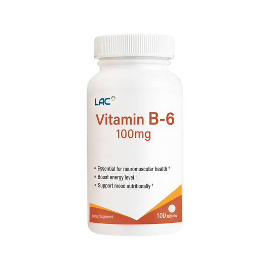 LAC Vitamin B6 Energy Support 100mg x 100 Capsules