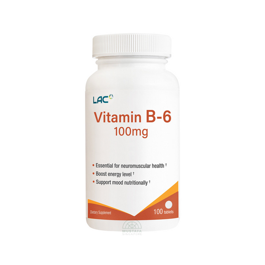 LAC Vitamin B6 Energy Support 100mg x 100 Capsules