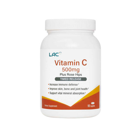 LAC Vitamin C Immune Support With Rose Hips 500mg x 90 Capsules