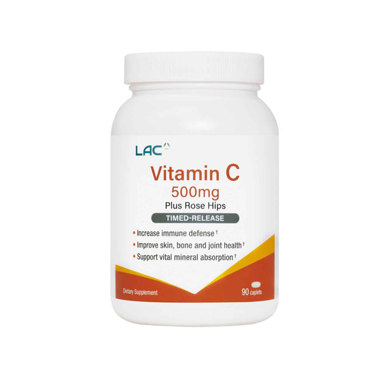 LAC Vitamin C Immune Support With Rose Hips 500mg x 90 Capsules