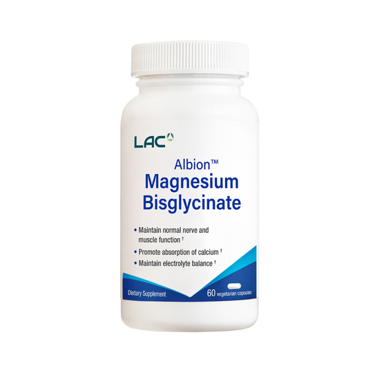 LAC Albion Magnesium Bisglycinate Muscle Support 556mg x 60 Capsules