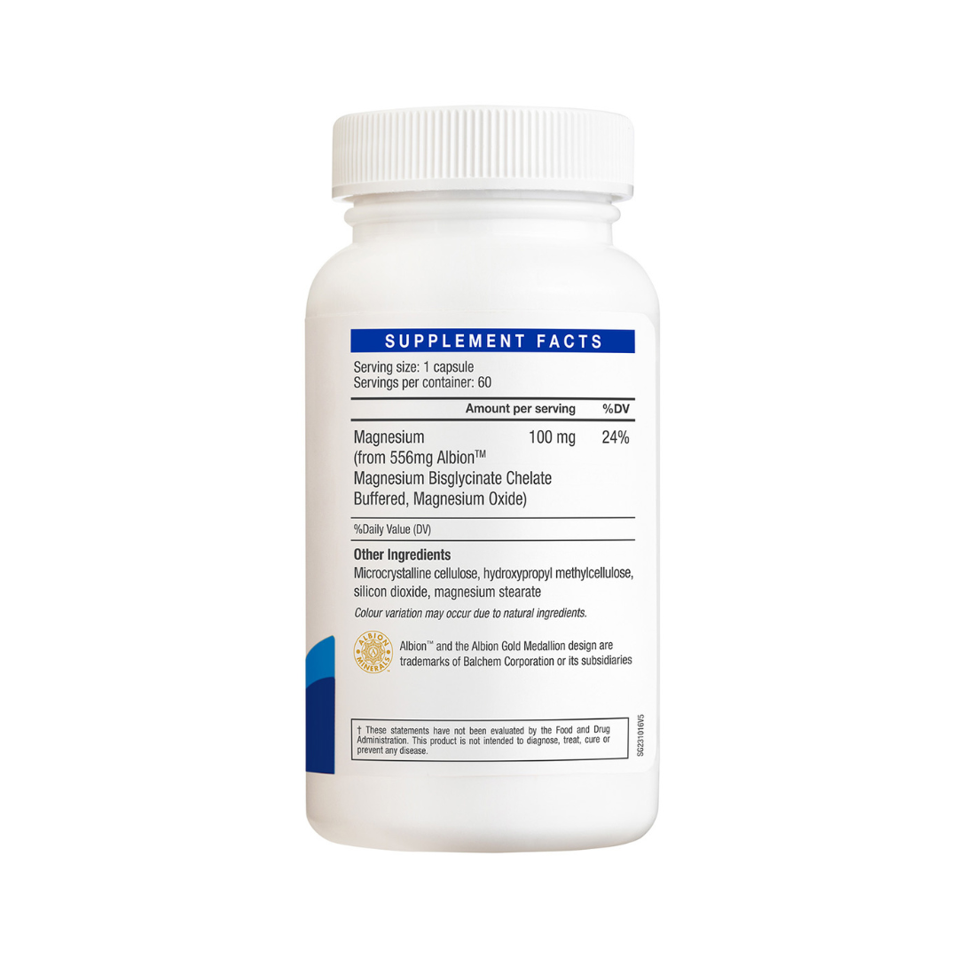 LAC Albion Magnesium Bisglycinate Muscle Support 556mg x 60 Capsules