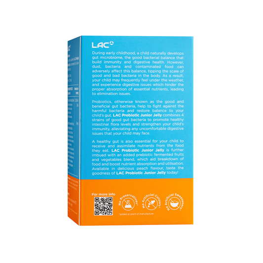 LAC Probiotic Junior Jelly Digestive Support Peach Flavor 15g x 30 Sticks