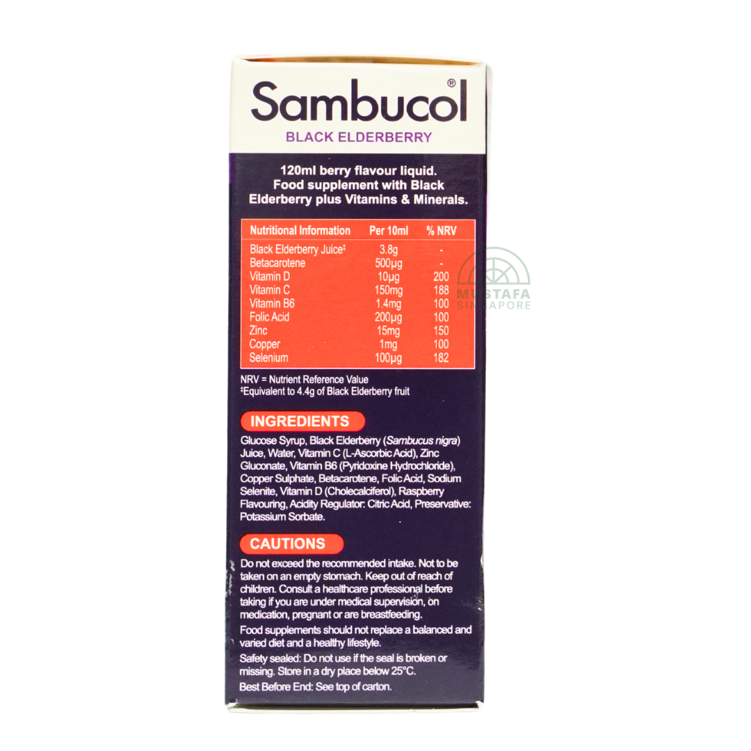 Sambucol Black Elderberry Extra Defence Immune Support Liquid Vegan 120ml