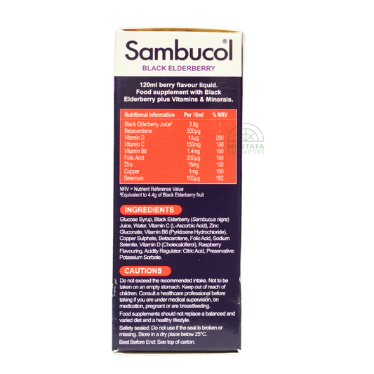 Sambucol Black Elderberry Extra Defence Immune Support Liquid Vegan 120ml