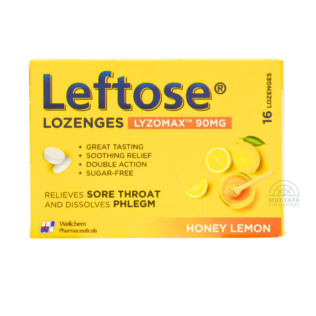 Leftose Max Honey Lemon Lozenges Lyzomax 16 Lozenges 90mg