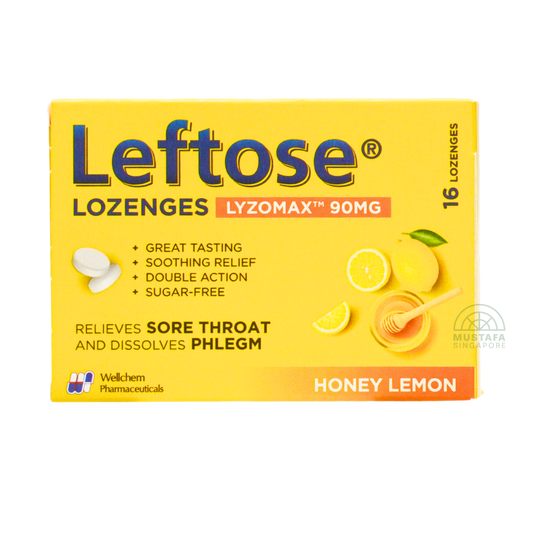 Leftose Max Honey Lemon Lozenges Lyzomax 16 Lozenges 90mg