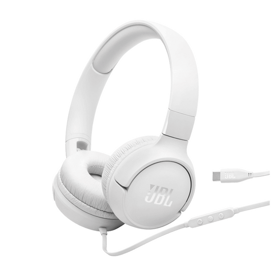 JBL Tune 520C Wired Over Ear Headphones (White)