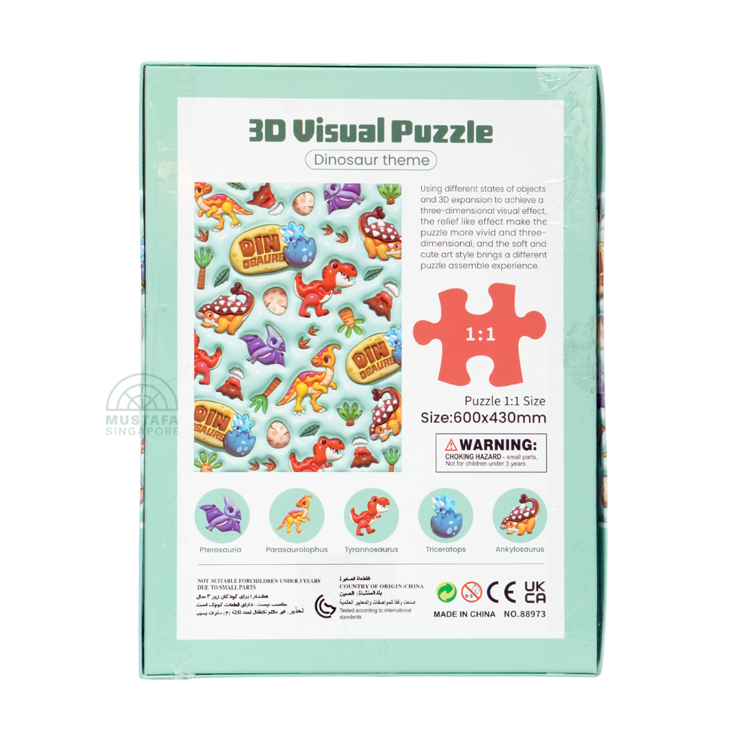 PlayfulMario 3D Visual Puzzle Dinosaur Theme 120 Pieces