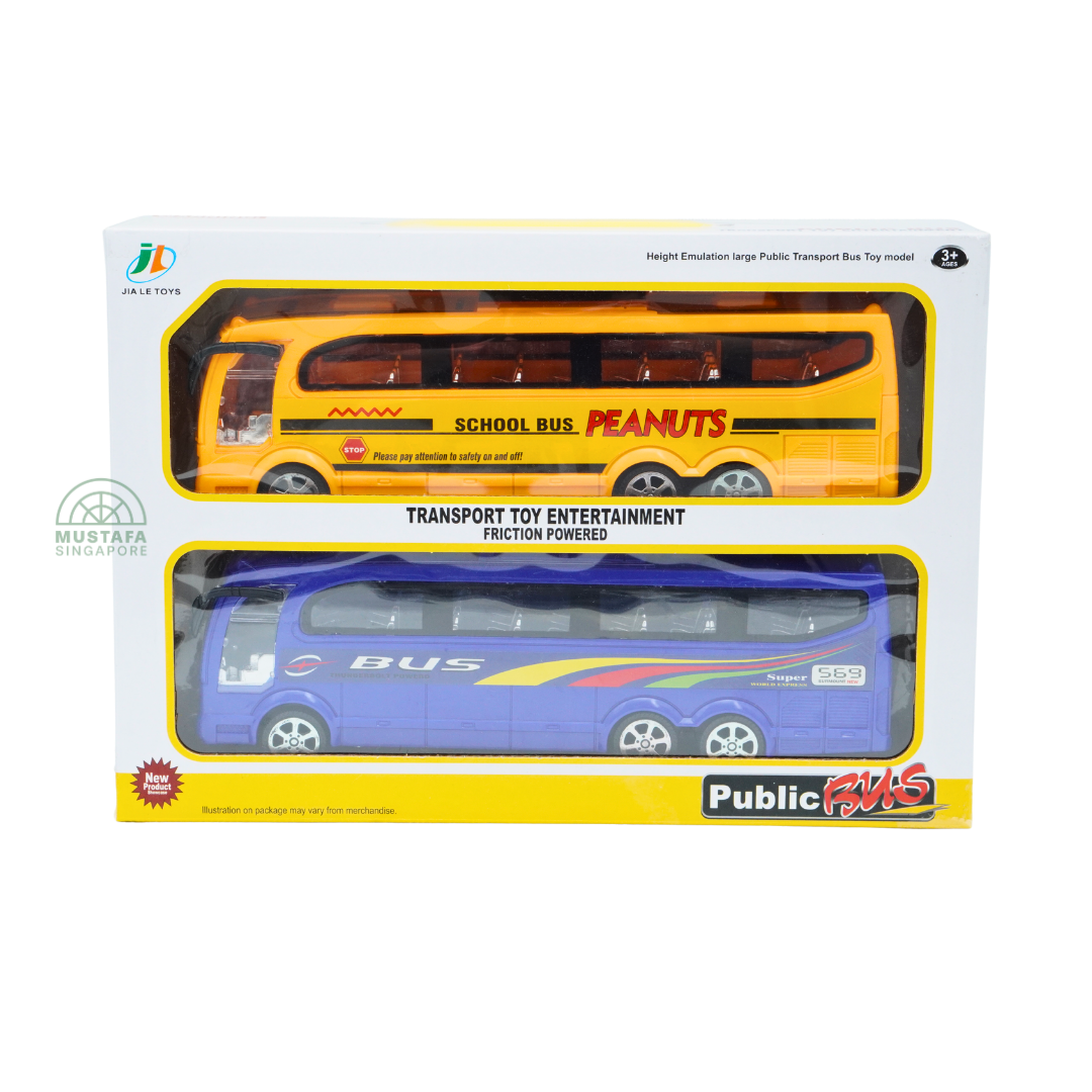 Generic Public Bus Transport Toy Set Friction Powered (2-Pack)
