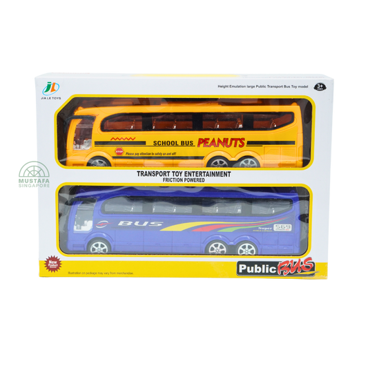 Generic Public Bus Transport Toy Set Friction Powered (2-Pack)