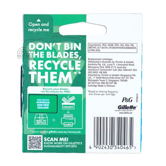 Gillette Mach 3 Turbo 3D (Razor Blade Refill 8s)