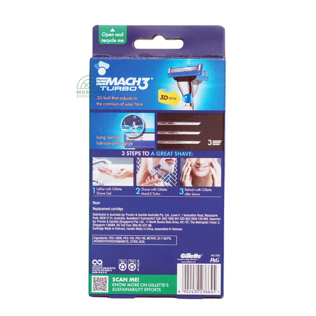 Gillette Mach 3 Turbo 3D Razor 2UP