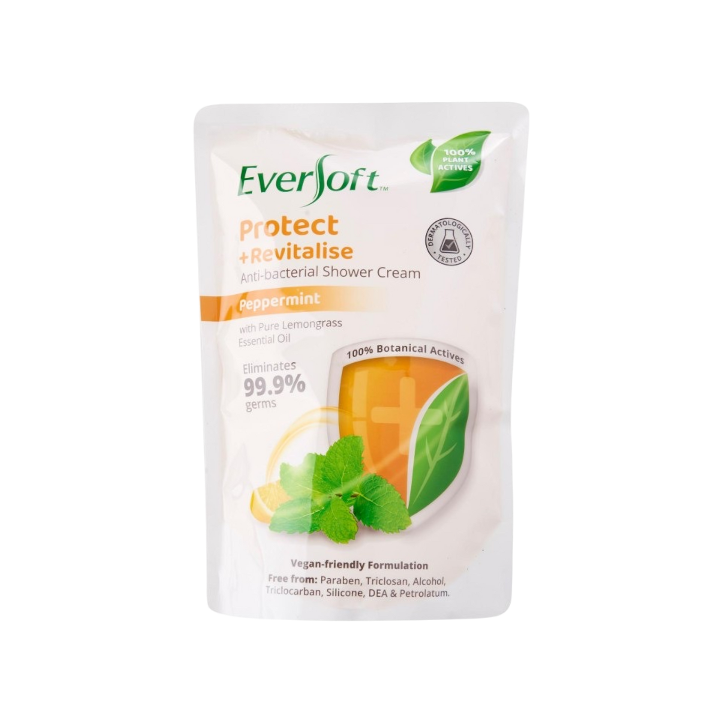 Eversoft Protect + Revitalise Anti-Bacterial Shower Cream Refill Pack Peppermint 800ml