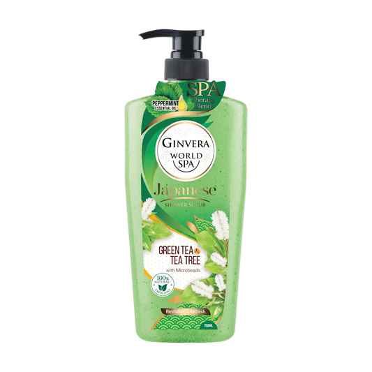 Ginvera World Spa Japanese Green Tea & Tea Tree Shower Scrub 750ml