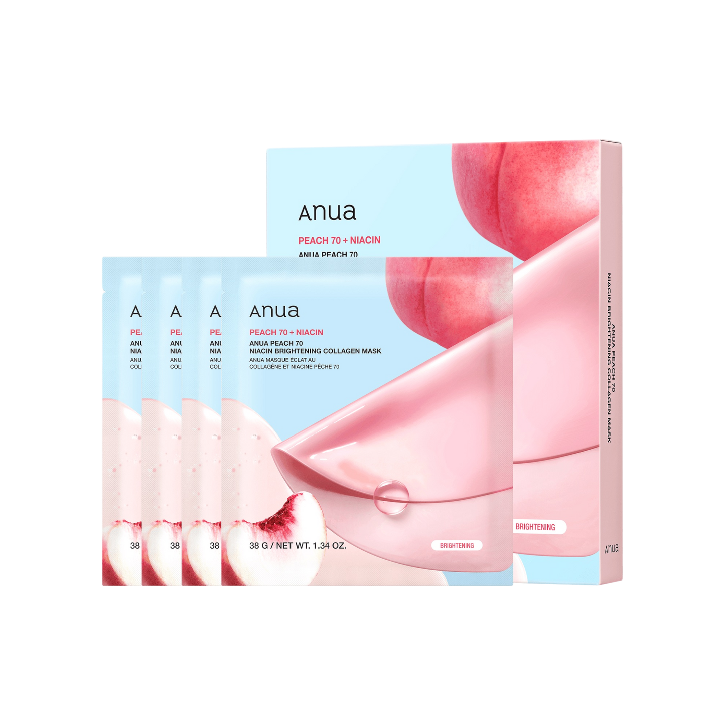 Anua Peach 70 Niacin Brightening Collagen Mask 4s