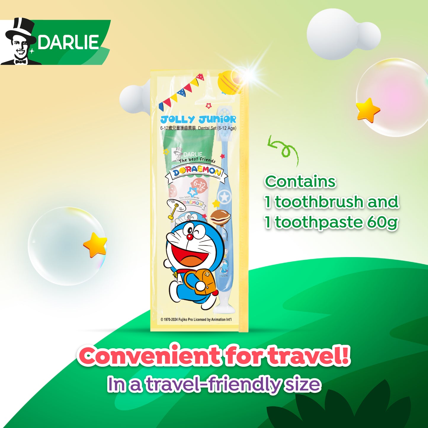 Darlie Jolly Junior Travel Kit - Strawberry Toothpaste 60g + 1s Toothbrush