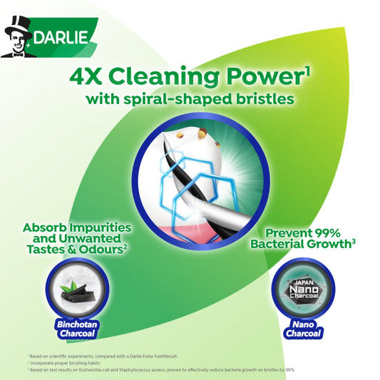 Darlie Charcoal Cross Spiral Toothbrush Value Pack 3s