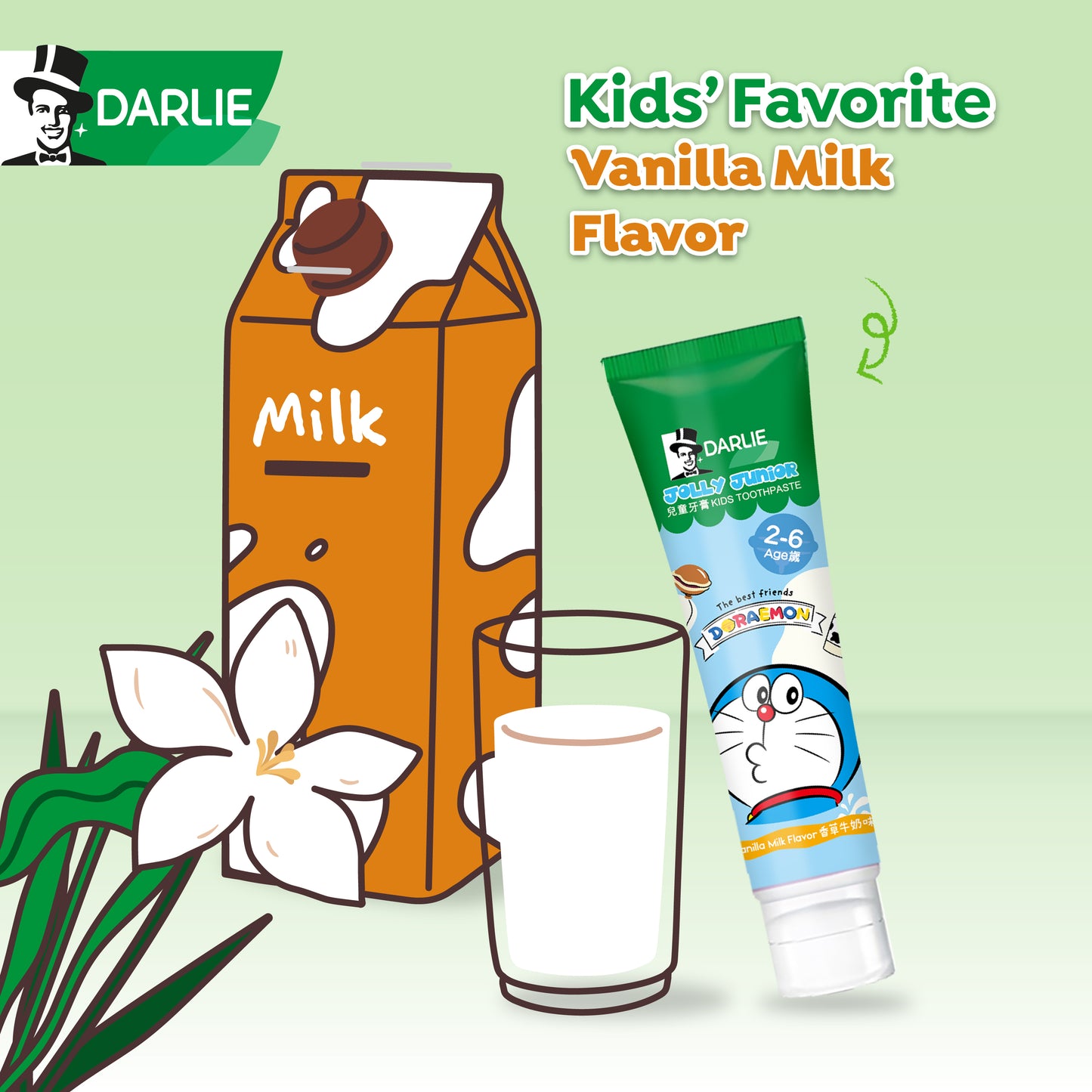 Darlie Jolly Junior Kids Vanilla (Age 2-6) Toothpaste 60g