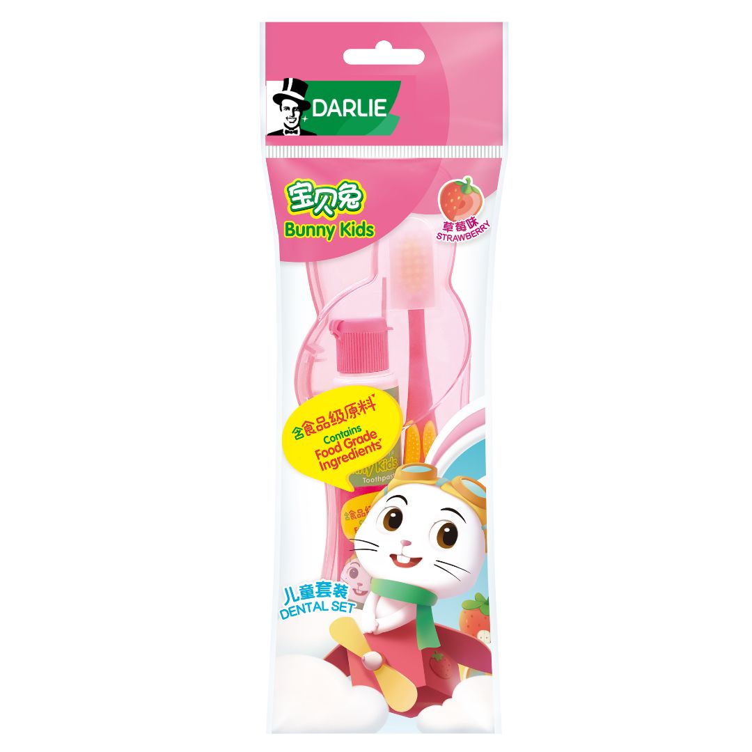 Darlie Bunny Kids Dental Set - Bunny Kids Strawberry Toothpaste 40g + 1s Toothbrush