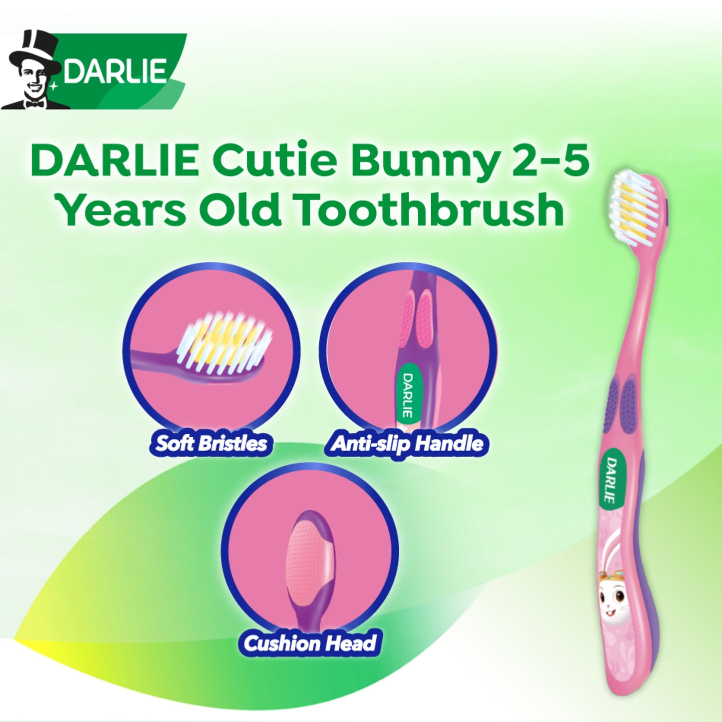 Darlie Bunny Kids Dental Set - Bunny Kids Strawberry Toothpaste 40g + 1s Toothbrush