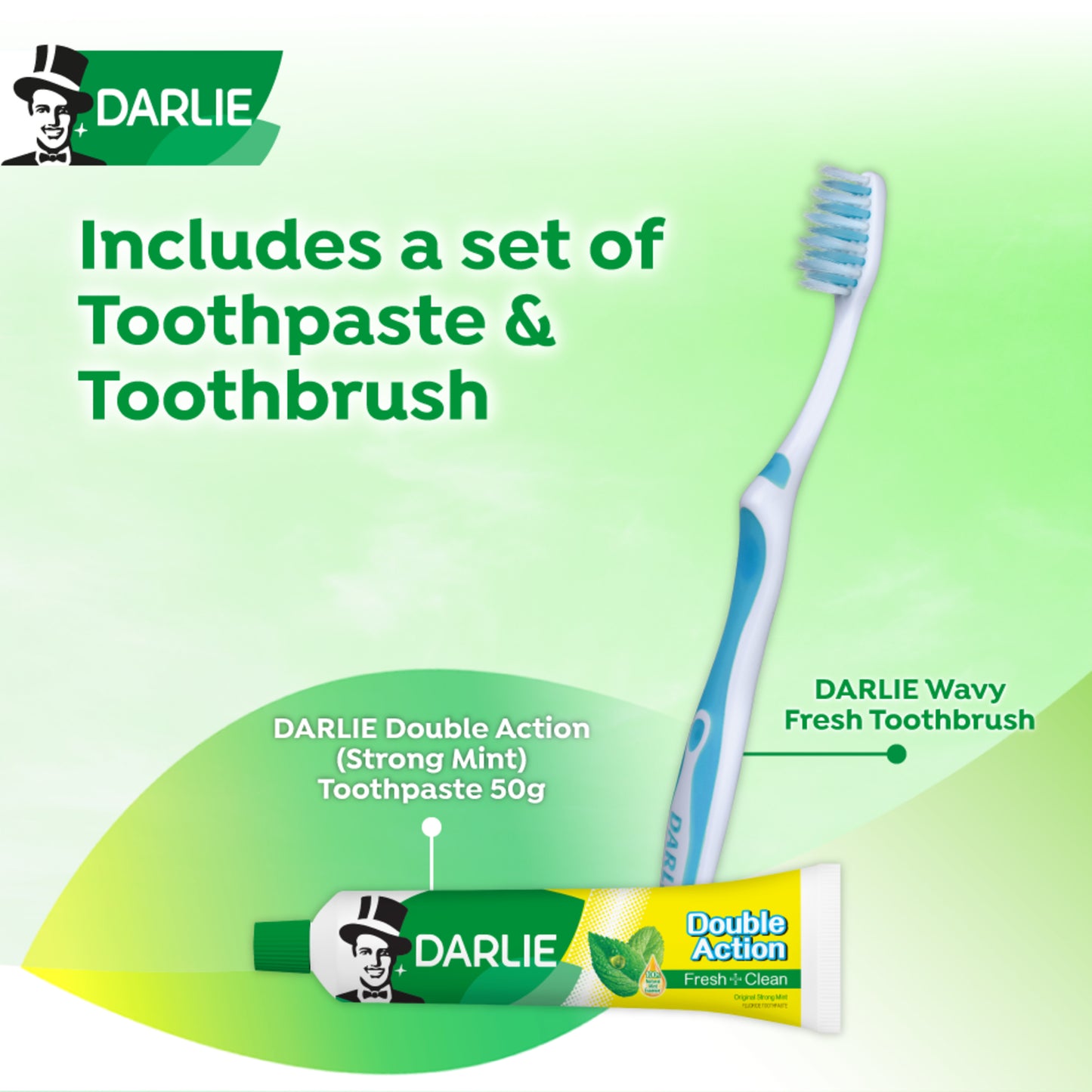 Darlie Travel Kit - Double Action Toothpaste 50g + 1s Toothbrush