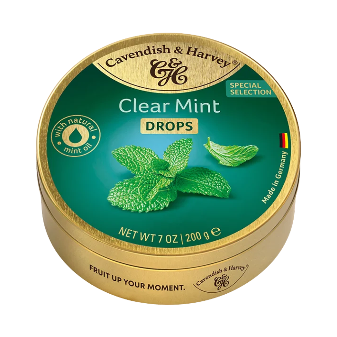 Cavendish and Harvey Clear Mint Drops Tin 200g