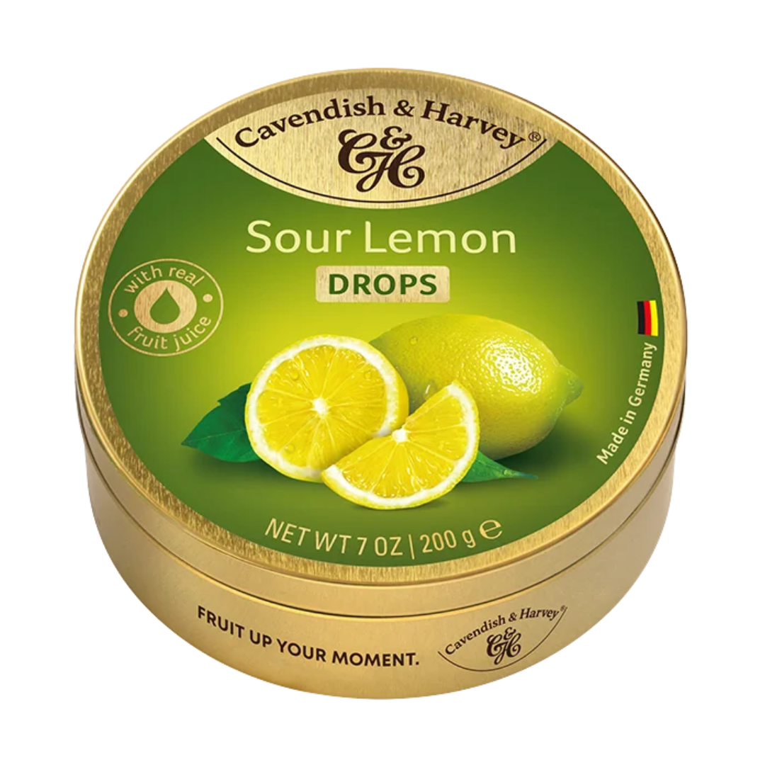 Cavendish and Harvey Sour Lemon Drops Tin 200g