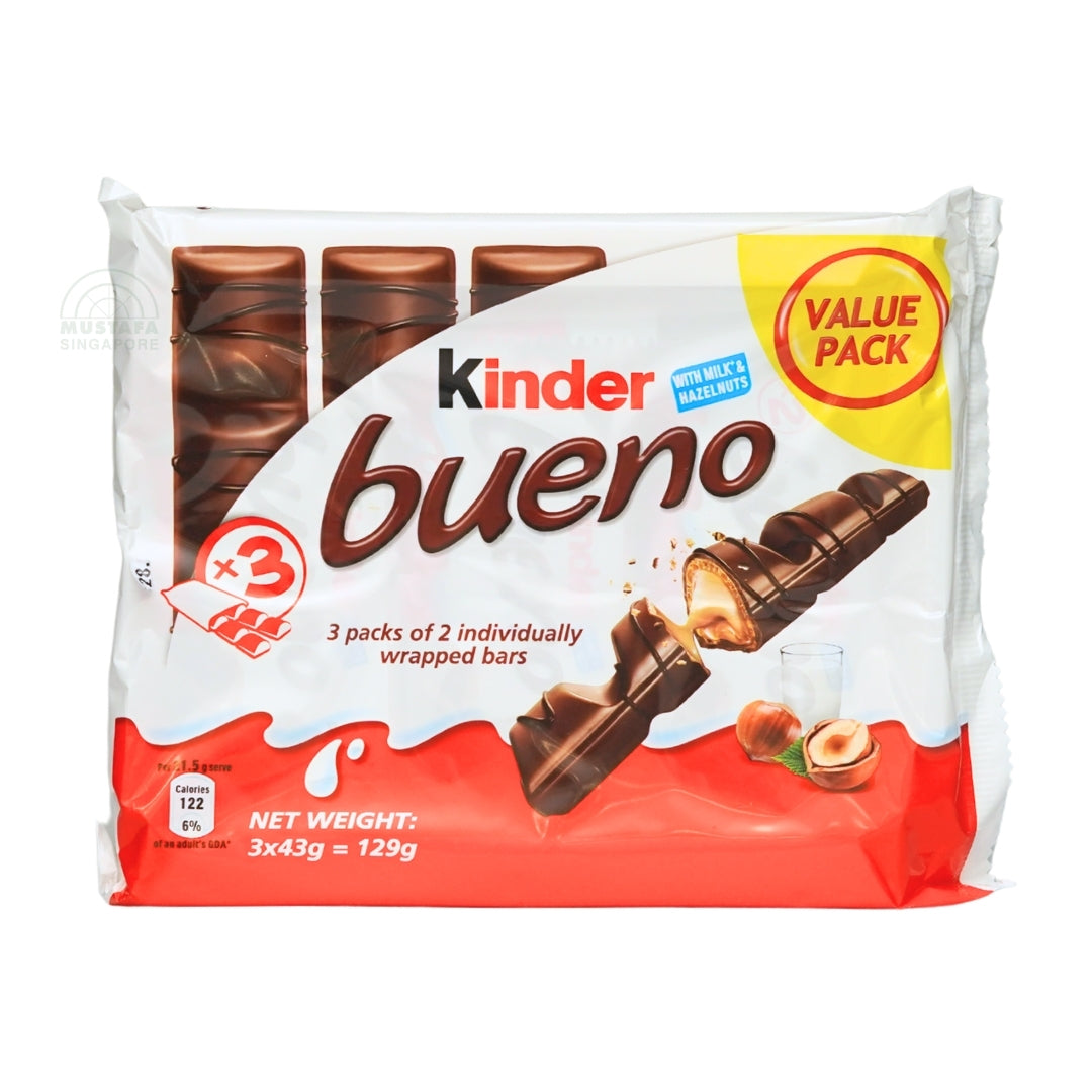 Kinder Bueno Milk & Hazelnuts (Value Pack - 3 packs of 2)
