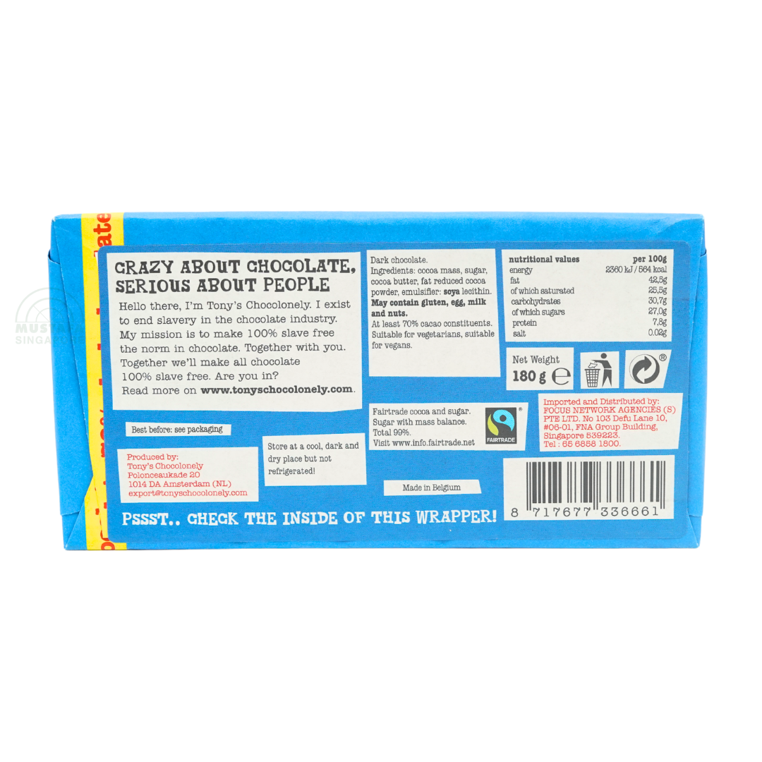 Tony’s Chocolonely Dark Chocolate (Blue) 180g