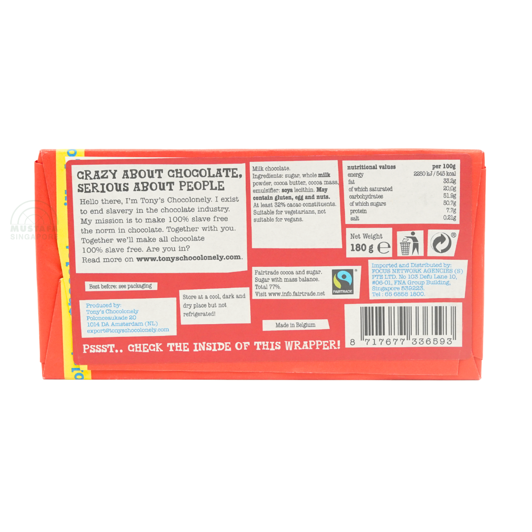 Tony’s Chocolonely Milk Chocolate (Red) 180g