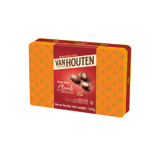 Van Houten Dark Milk Almonds Chocolate Tin Box 280g