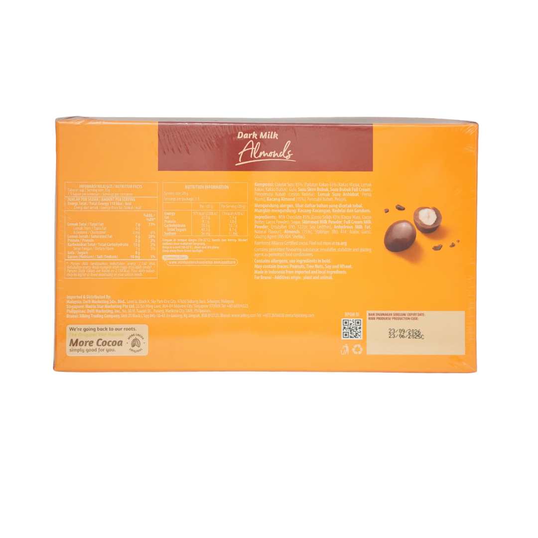 Van Houten Dark Milk Almonds Chocolate Box 150g