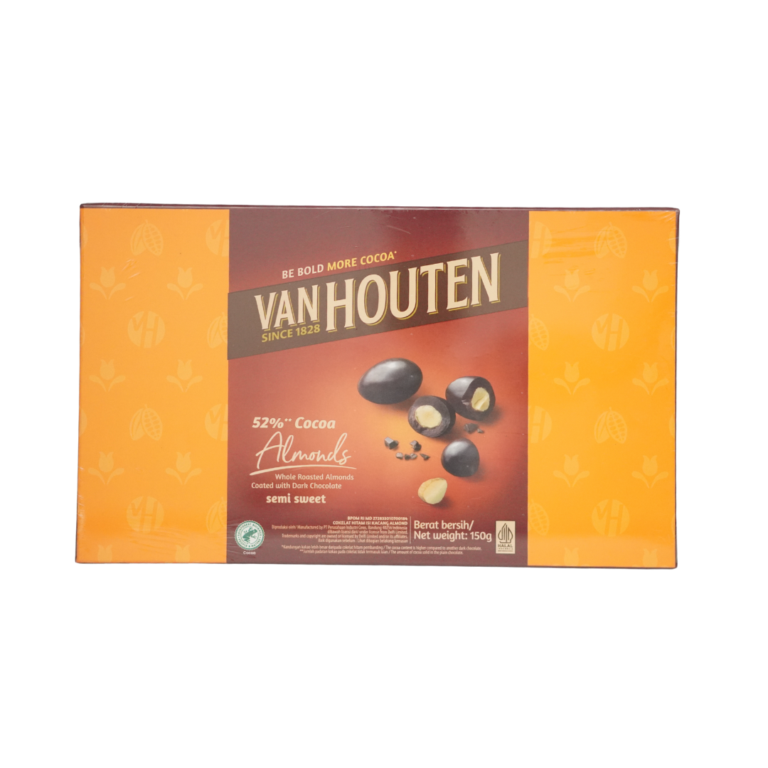 Van Houten Dark Milk Almonds Semi Sweet Chocolate Box 150g