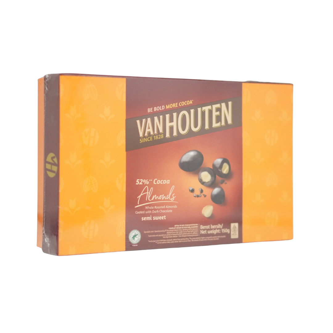 Van Houten Dark Milk Almonds Semi Sweet Chocolate Box 150g