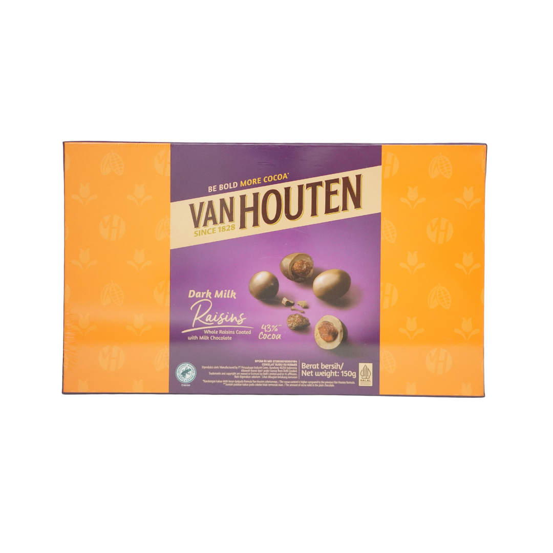 Van Houten Dark Milk Raisins Box Chocolate 150g