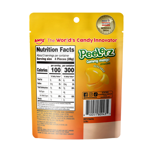 Amos Peelerz Peelable Gummy Mango Flavor Candy 65g