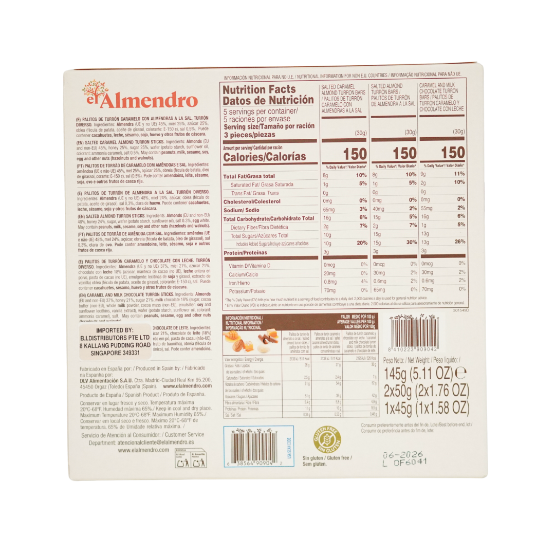 El Almendro Almond Turron Sticks Gift Pack 145g