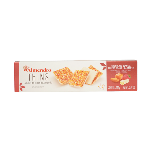 El Almendro Thins White Chocolate Crunchy Almond Berries Caramel Turron 144g