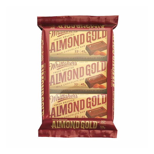 Whittaker's Almond Gold Slab Milk Chocolate 3 pack 135G