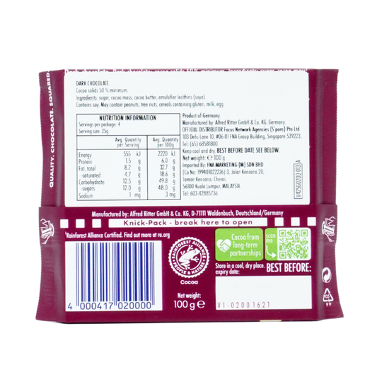 Ritter Sport Dark Chocolate 50% 100g