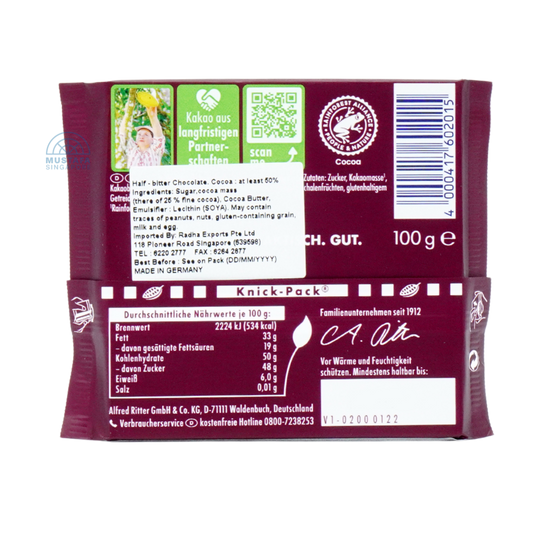 Ritter Sport Halbbitter 50% 100g