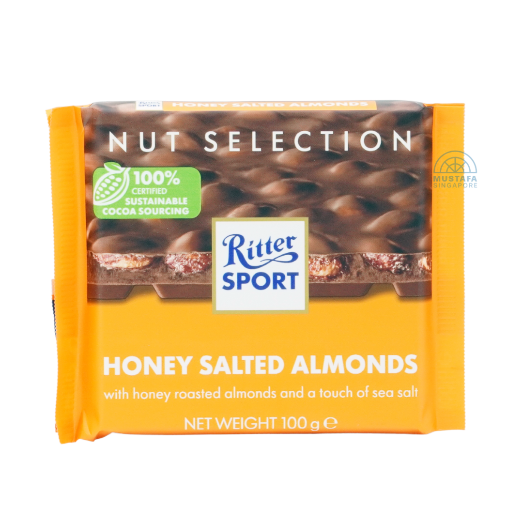 Ritter Sport Honey Salted Almonds with Honey Roasted Almonds and A Touch of Sea Salt 100g