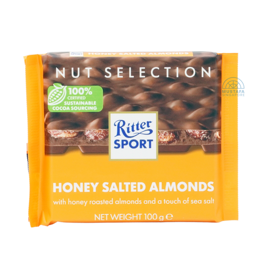 Ritter Sport Honey Salted Almonds with Honey Roasted Almonds and A Touch of Sea Salt 100g