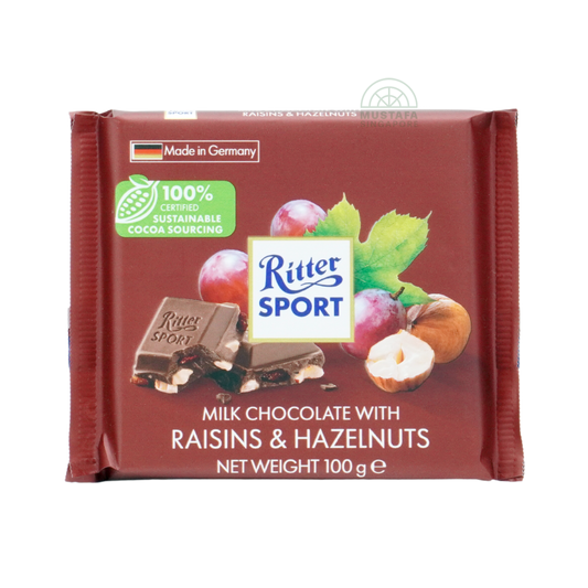 Ritter Sport Milk Chocolate with Raisins & Hazelnuts 100g