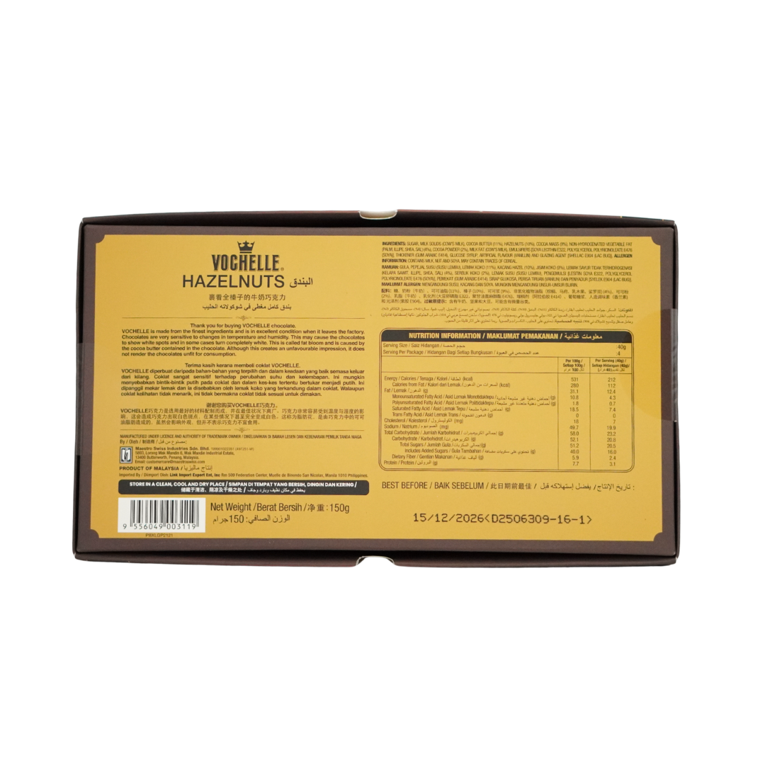 Vochelle Hazelnuts Milk Chocolate Box 150g